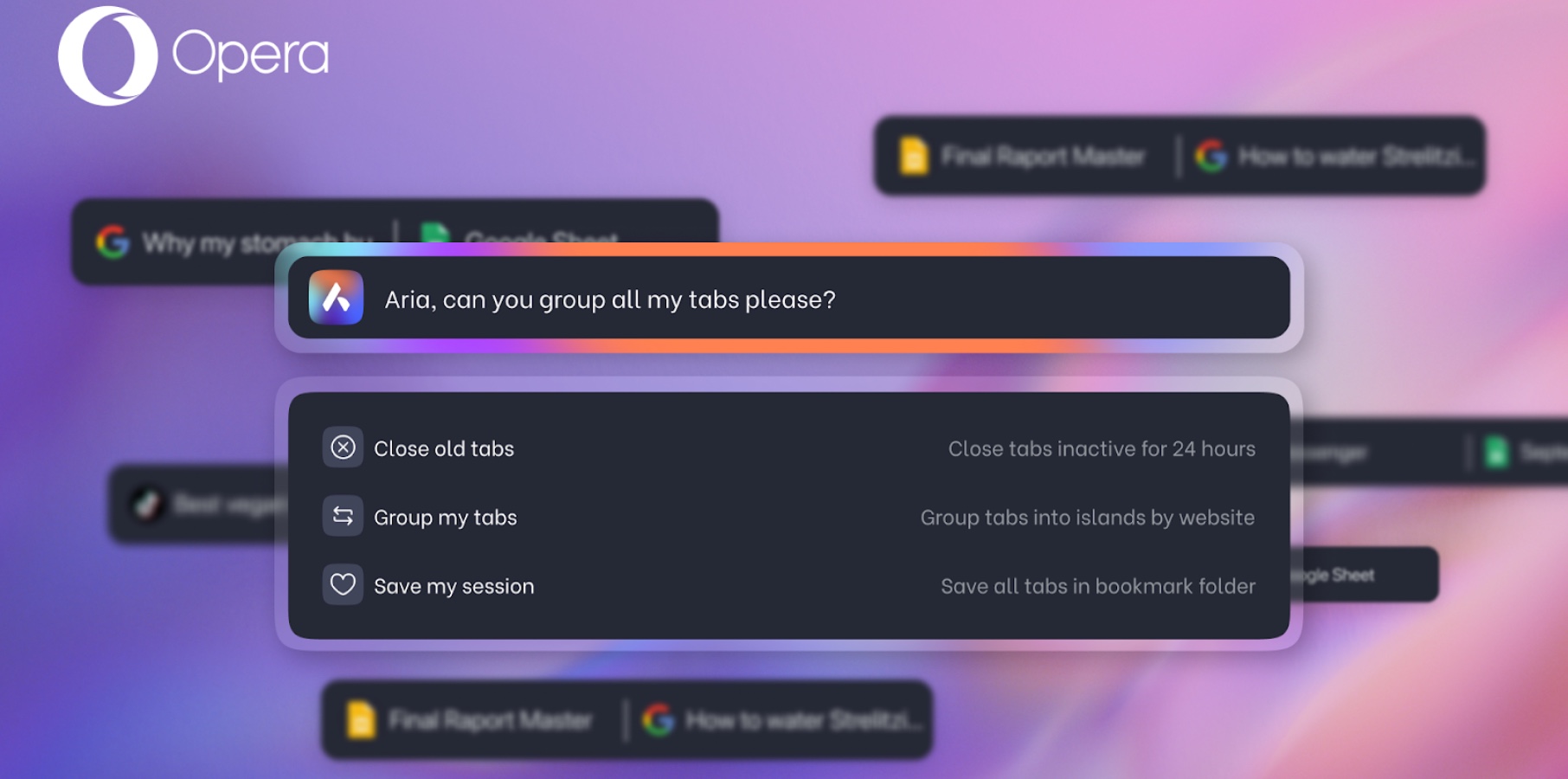 تتيح لك أحدث ميزات Opera التحكم في علامات تبويب المتصفح باستخدام الذكاء الاصطناعي