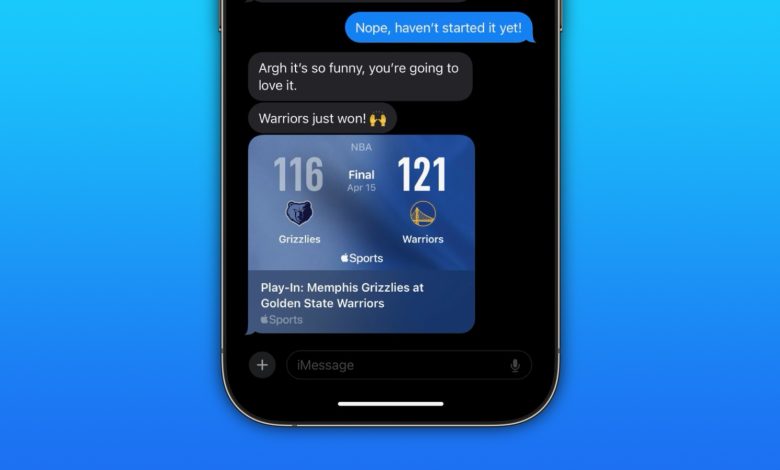 يدمج iMessage الآن تطبيق Apple Sports لمشاركة الدرجات في الوقت الفعلي
